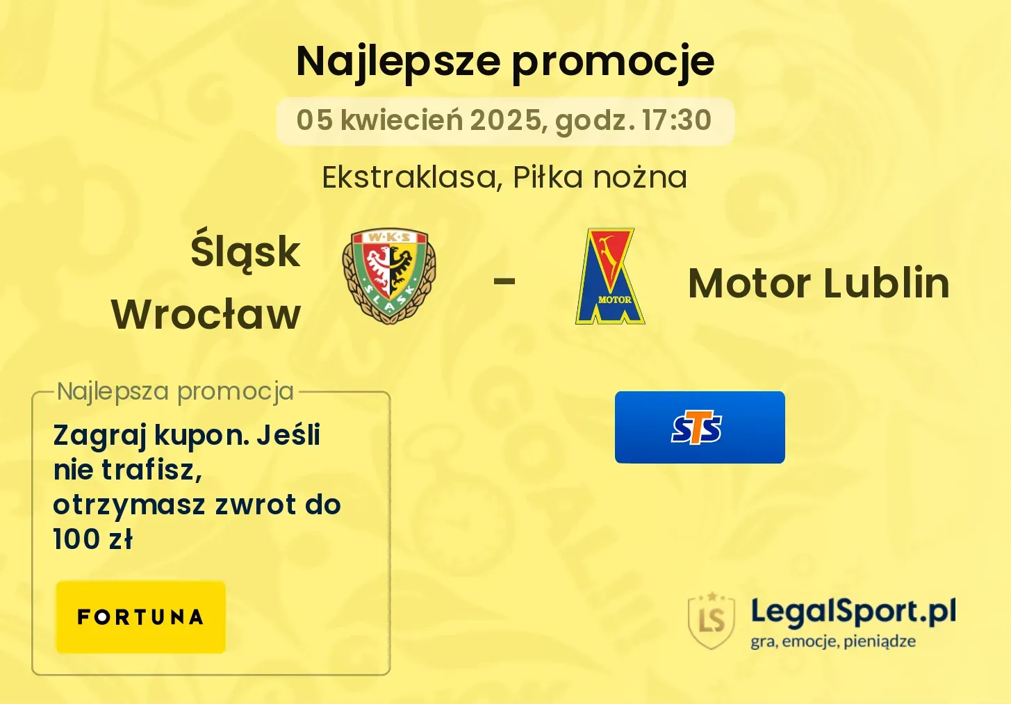 Śląsk Wrocław - Motor Lublin promocje u bukmacherów