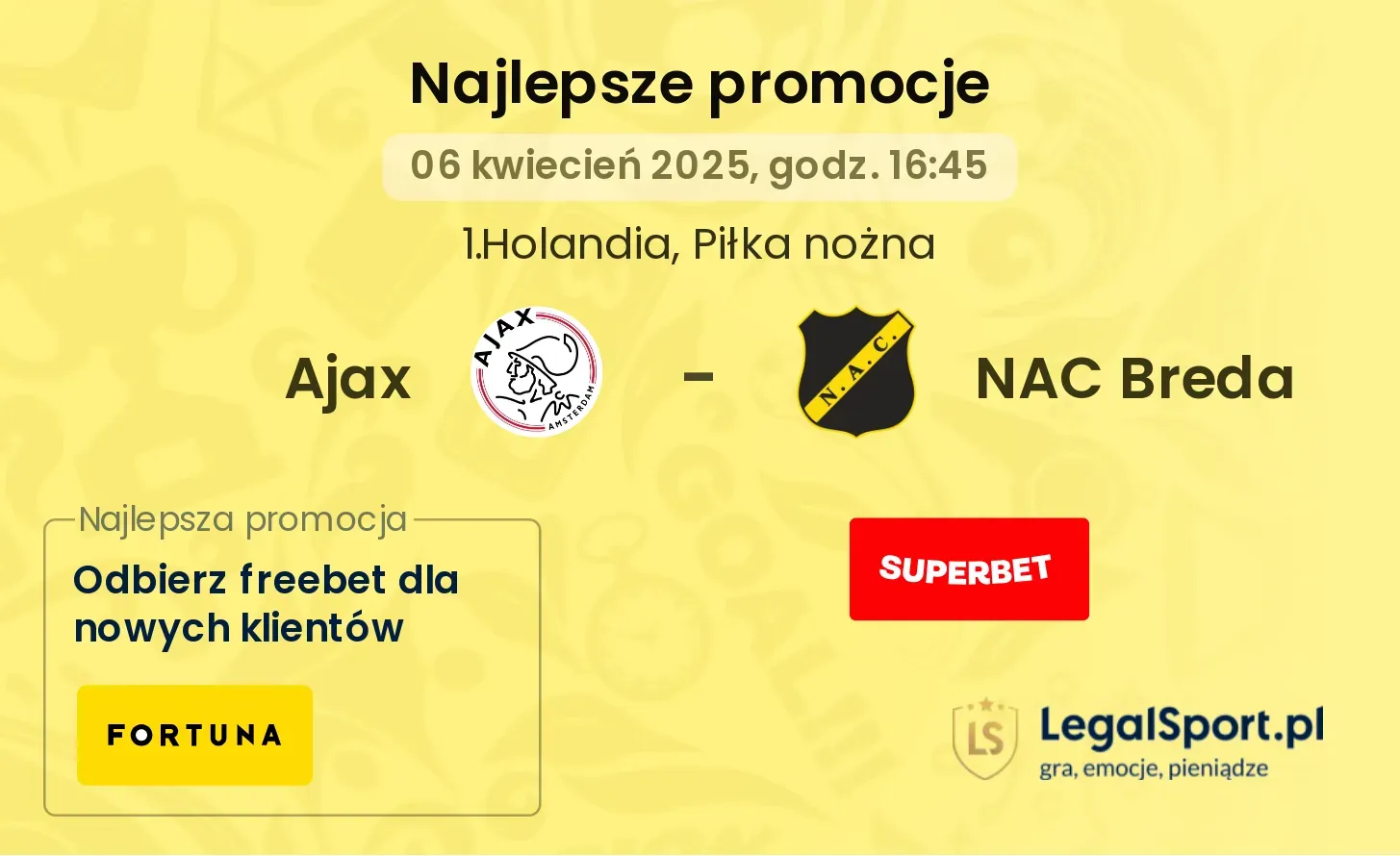 Ajax - NAC Breda promocje u bukmacherów