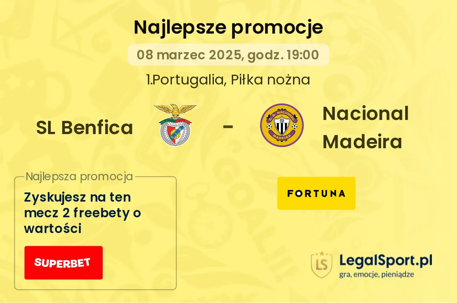 SL Benfica - Nacional Madeira promocje bukmacherskie
