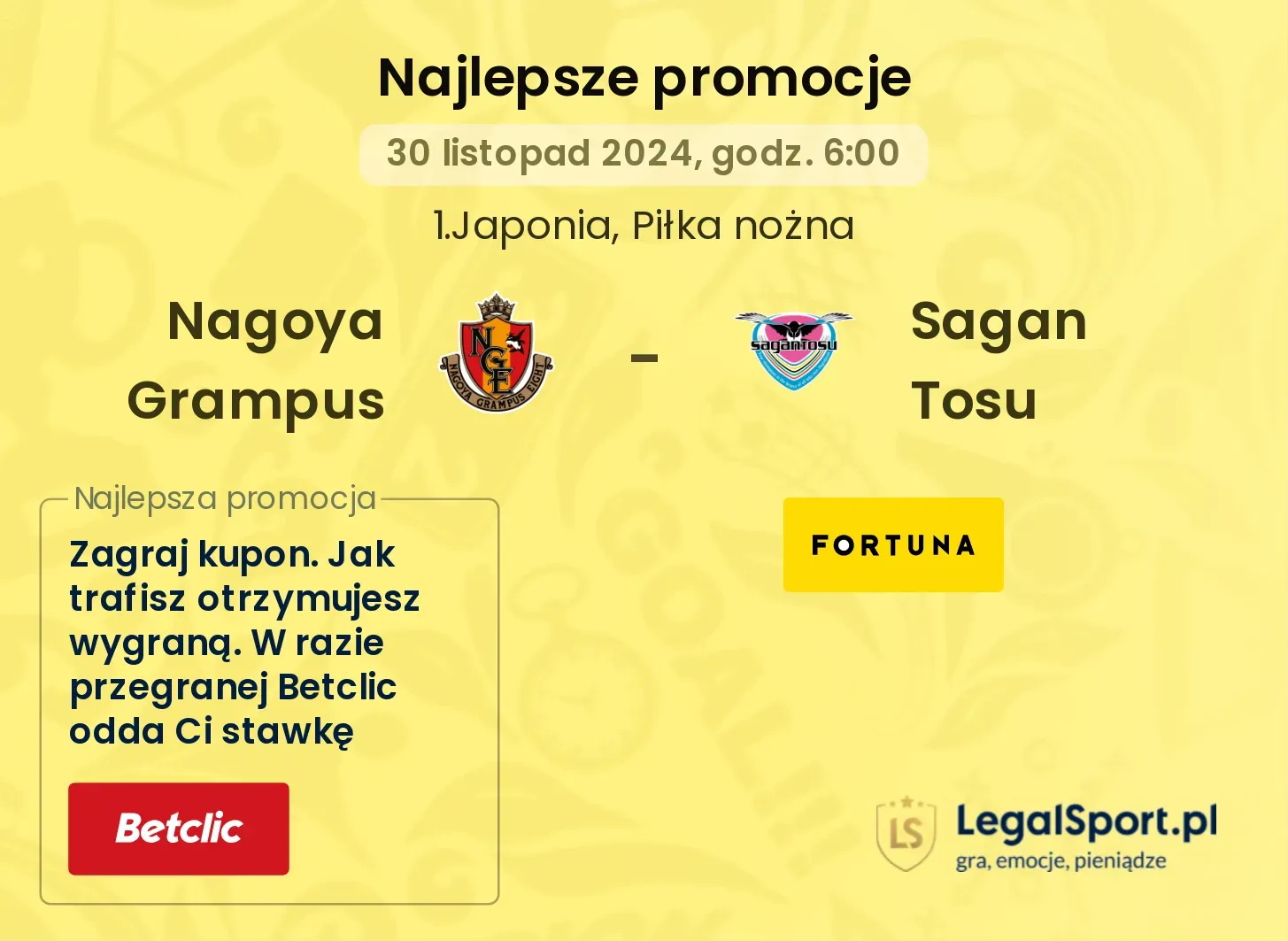 Nagoya Grampus - Sagan Tosu promocje u bukmacherów