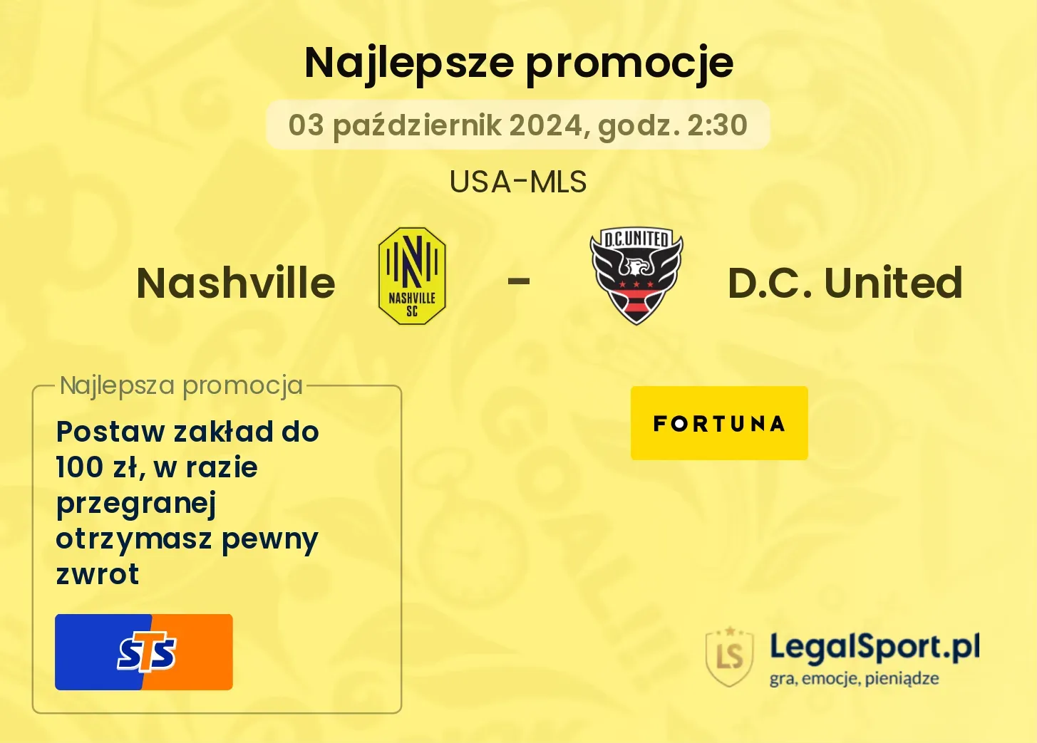 Nashville - D.C. United promocje u bukmacherów 03.10, 02:30