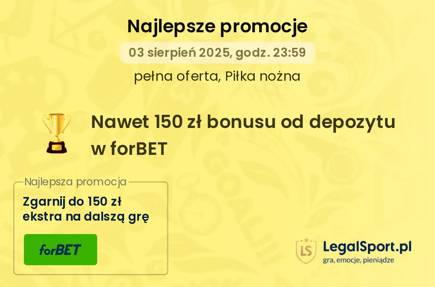 150 zł bonusu od depozytu na weekend w forBET