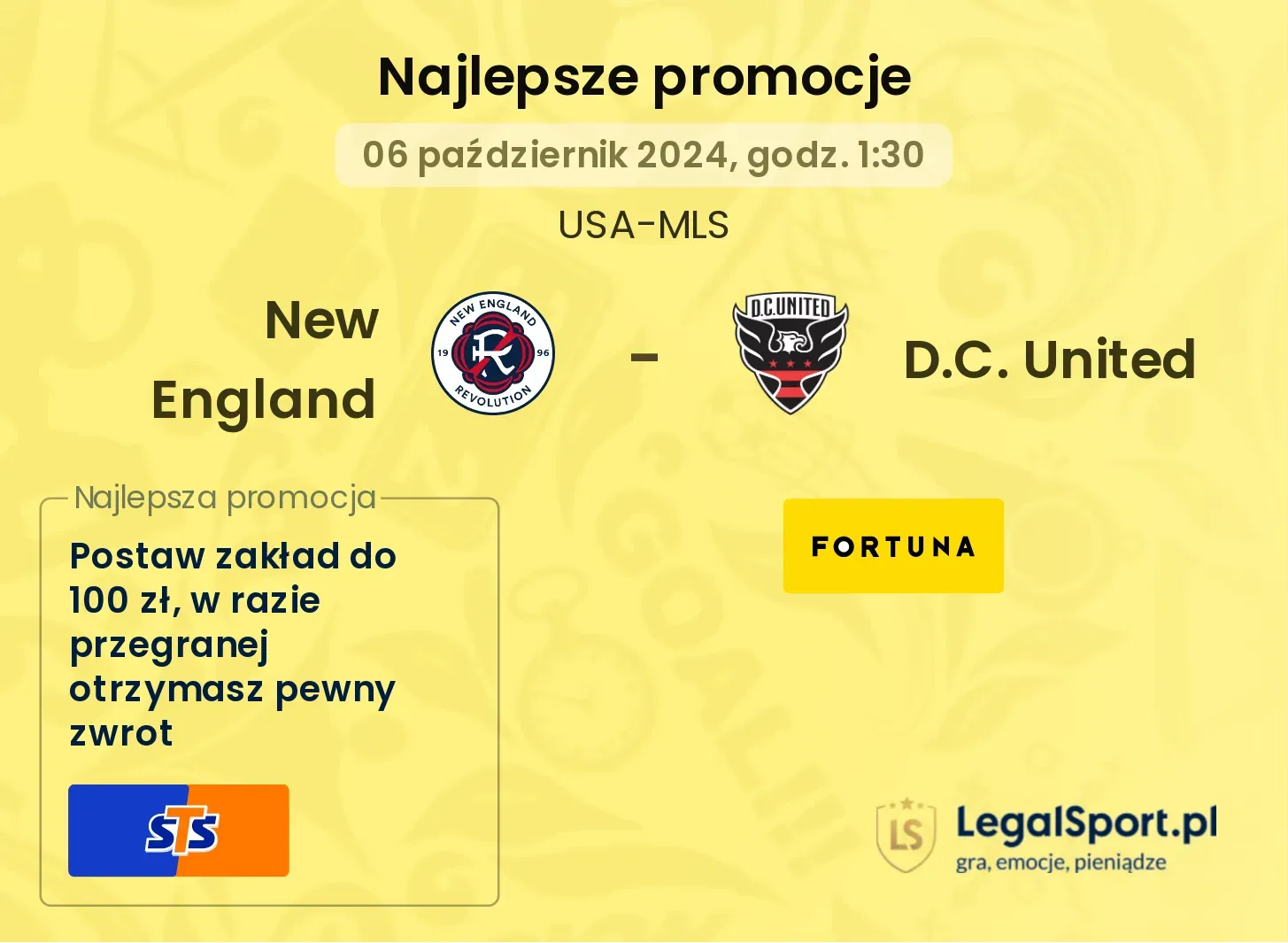 New England - D.C. United promocje u bukmacherów 06.10, 01:30