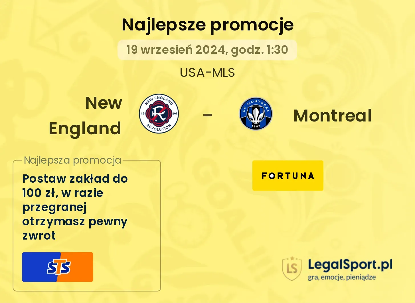 New England - Montreal promocje u bukmacherów 19.09, 01:30