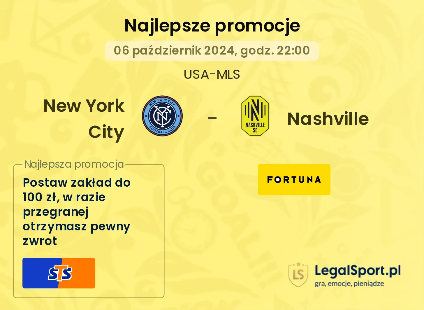 New York City - Nashville promocje u bukmacherów 06.10, 22:00