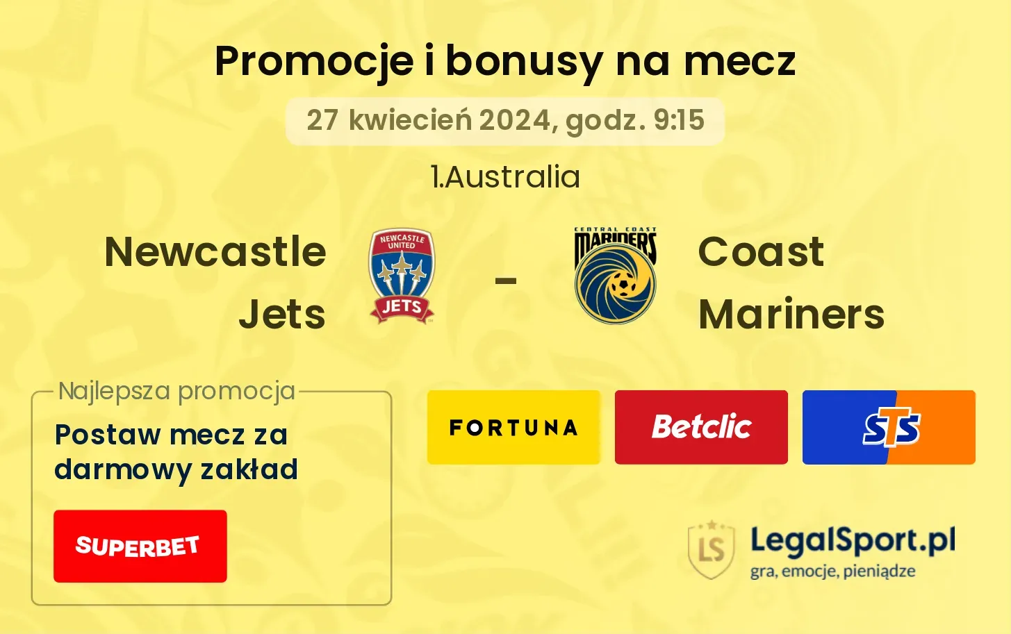 Newcastle Jets - Coast Mariners promocje bonusy na mecz