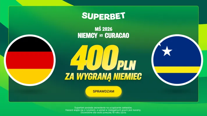 Superbet: Bonus 400 PLN za wygraną Niemiec z Curacao