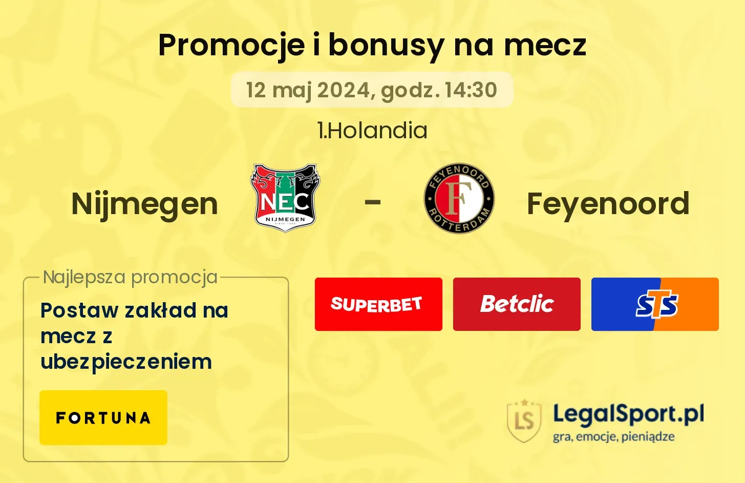 Nijmegen - Feyenoord promocje i bonusy (12.05, 14:30)