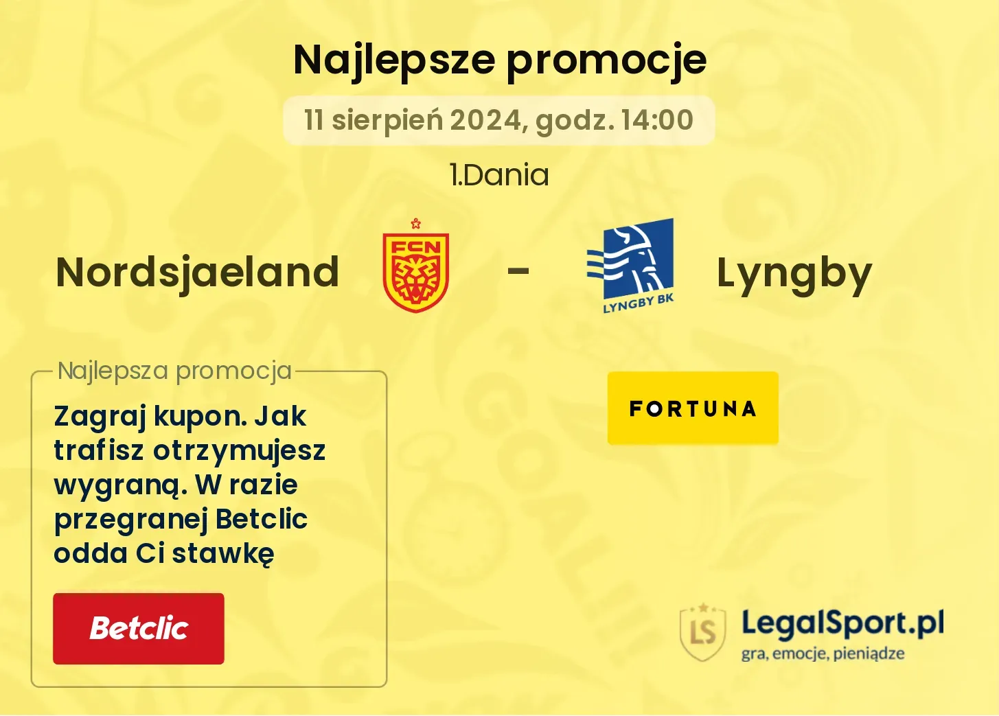 Nordsjaeland - Lyngby promocje u bukmacherów (11.08, 14:00)