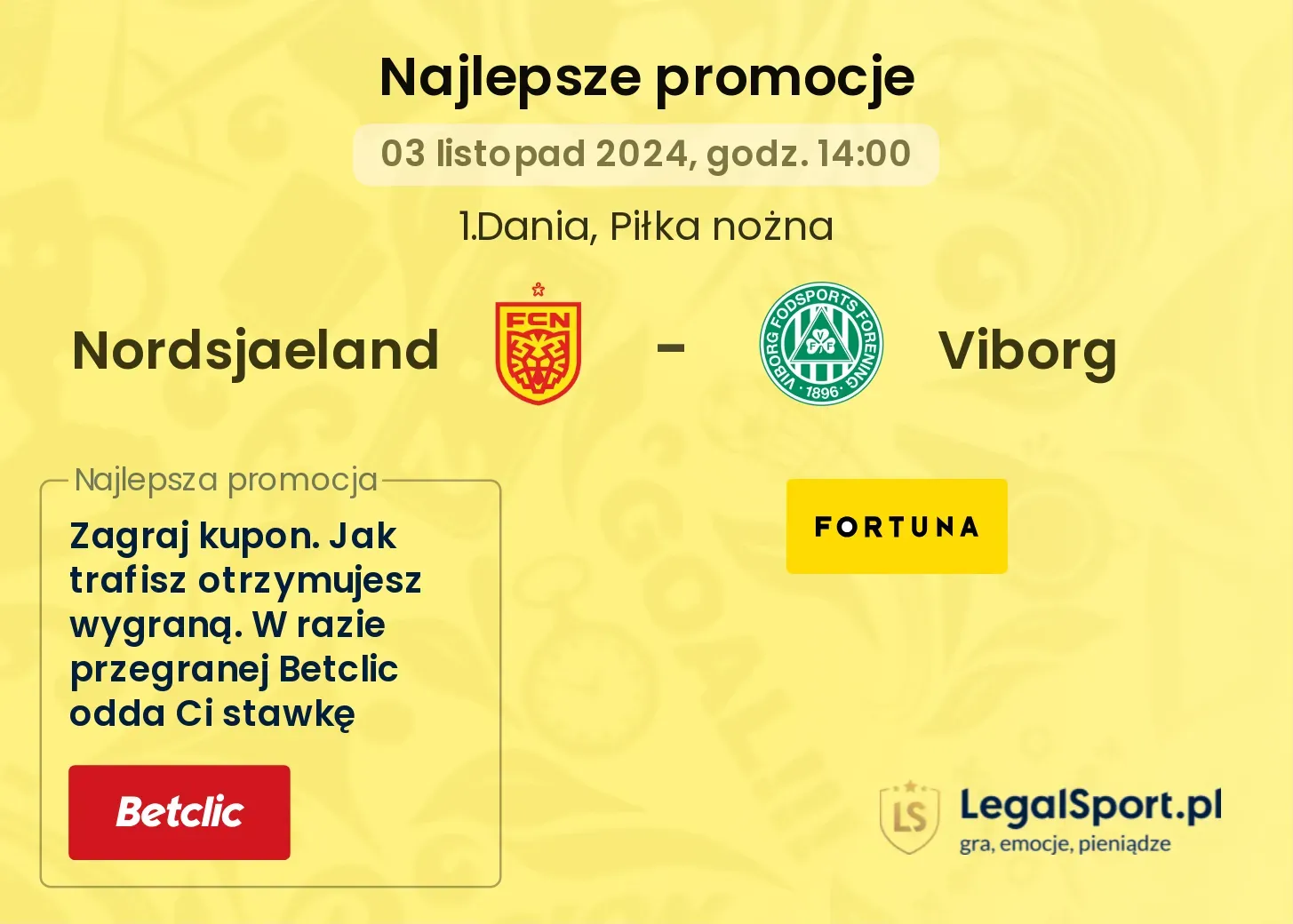 Nordsjaeland - Viborg promocje bukmacherskie 03.11, 14:00