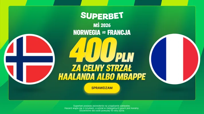 Superbet: Bonus 400 PLN za celny strzał Haalanda lub Mbappe w meczu Norwegia – Francja