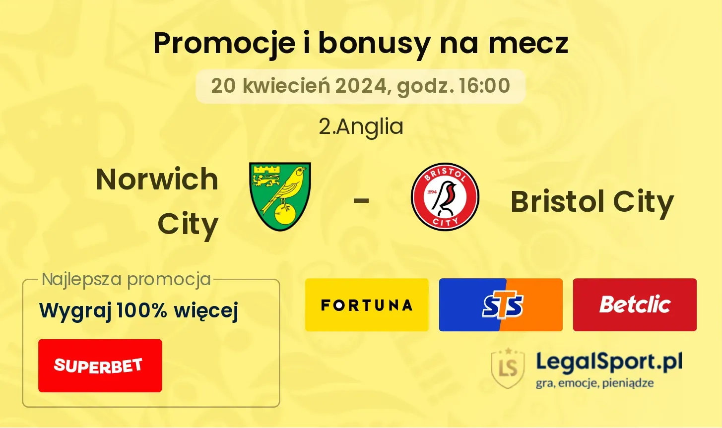 Norwich City - Bristol City promocje bonusy na mecz