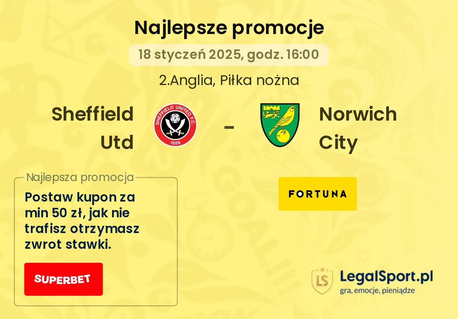 Sheffield Utd - Norwich City promocje bukmacherskie