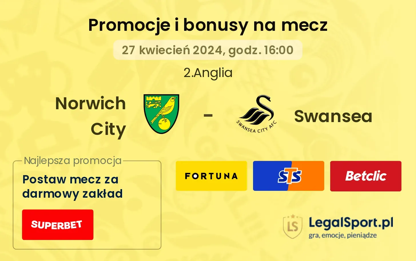 Norwich City - Swansea promocje bonusy na mecz