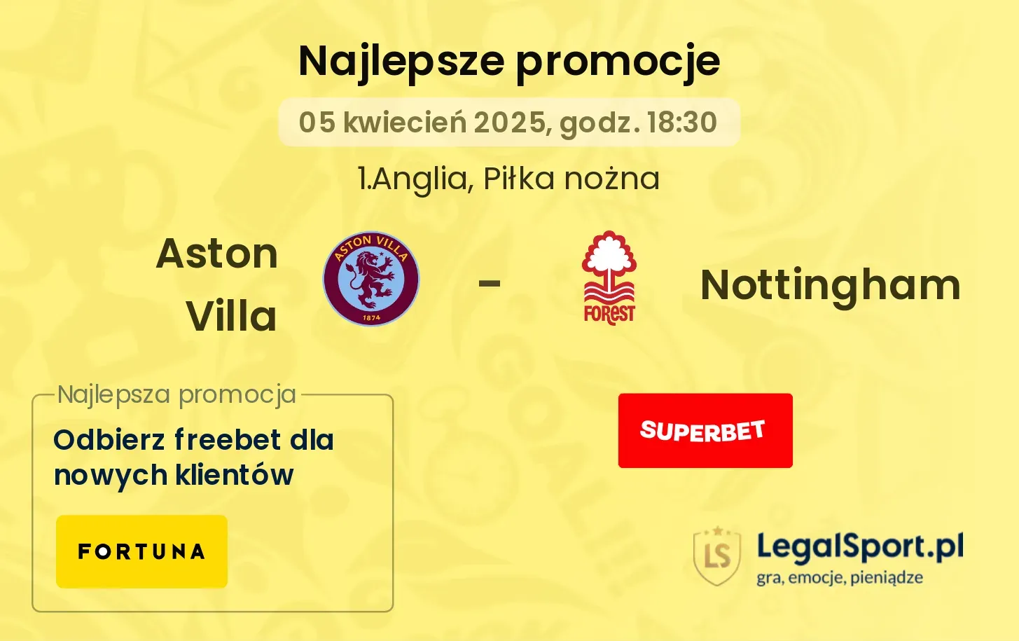 Aston Villa - Nottingham promocje u bukmacherów