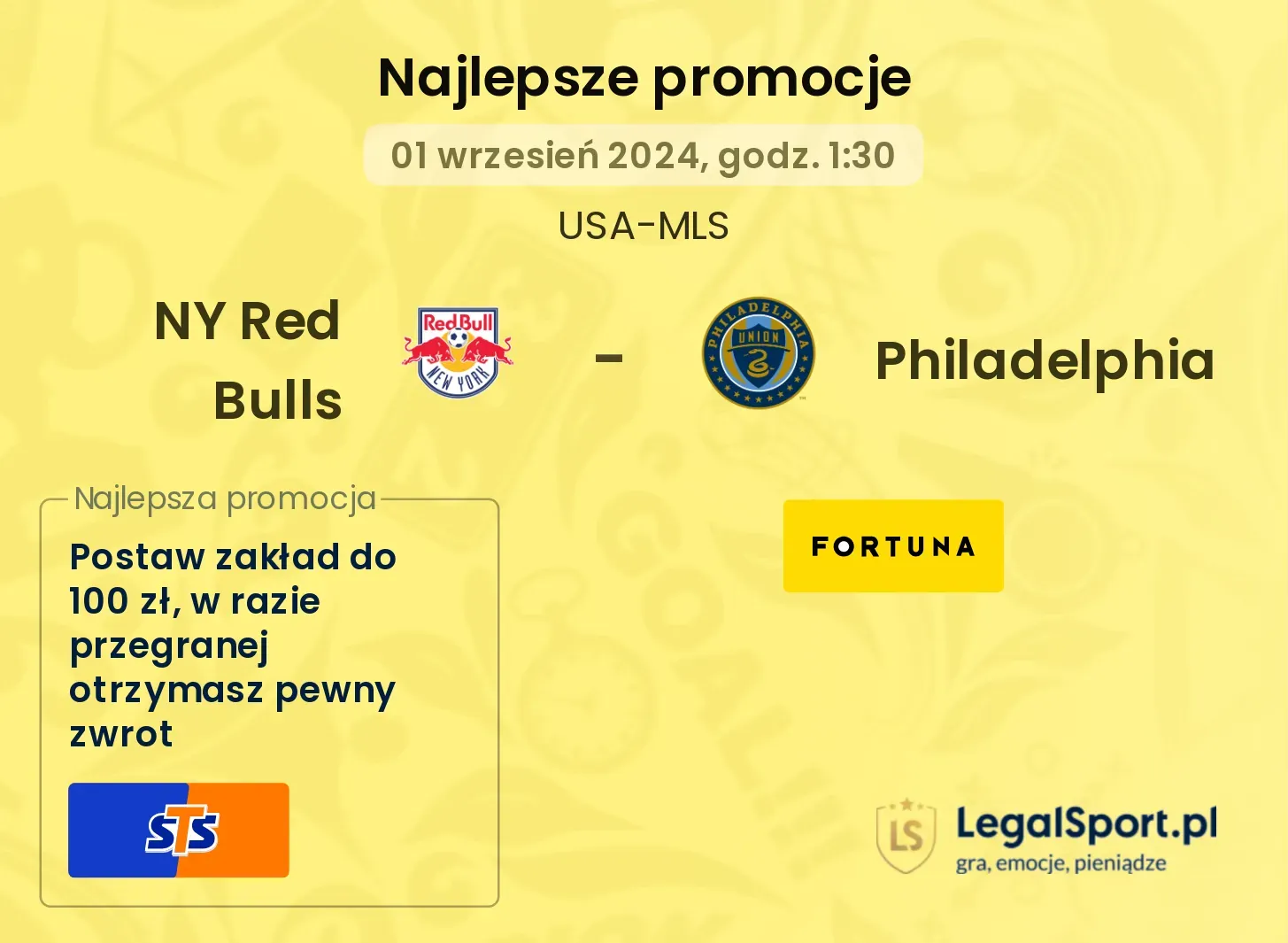 NY Red Bulls - Philadelphia promocje u bukmacherów 01.09, 01:30