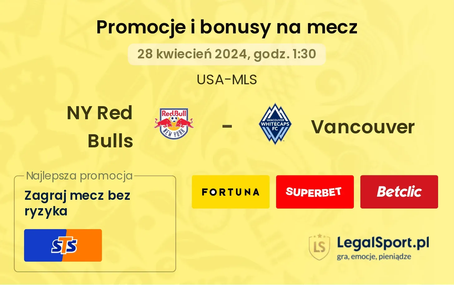 NY Red Bulls - Vancouver promocje bonusy na mecz