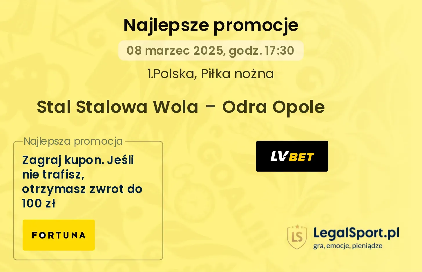 Stal Stalowa Wola - Odra Opole promocje bukmacherskie