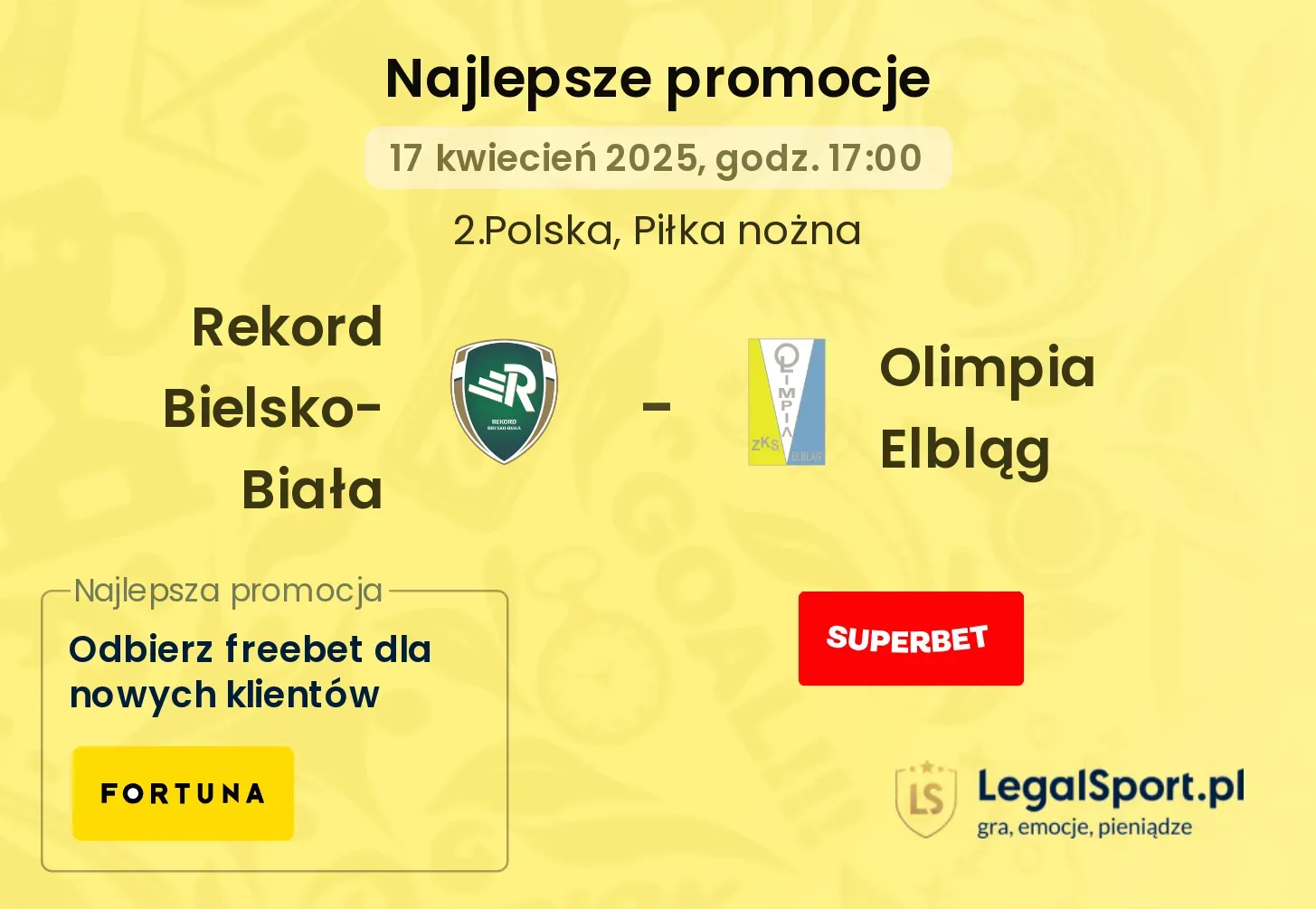 Rekord Bielsko-Biała - Olimpia Elbląg promocje bukmacherskie