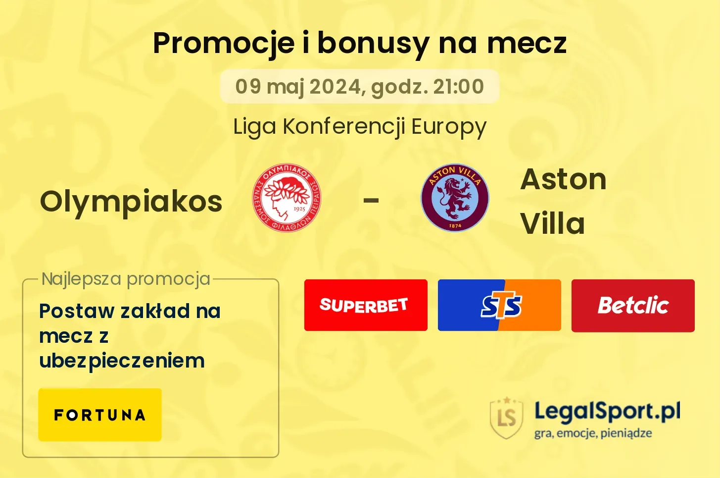 Olympiakos - Aston Villa promocje bonusy na mecz