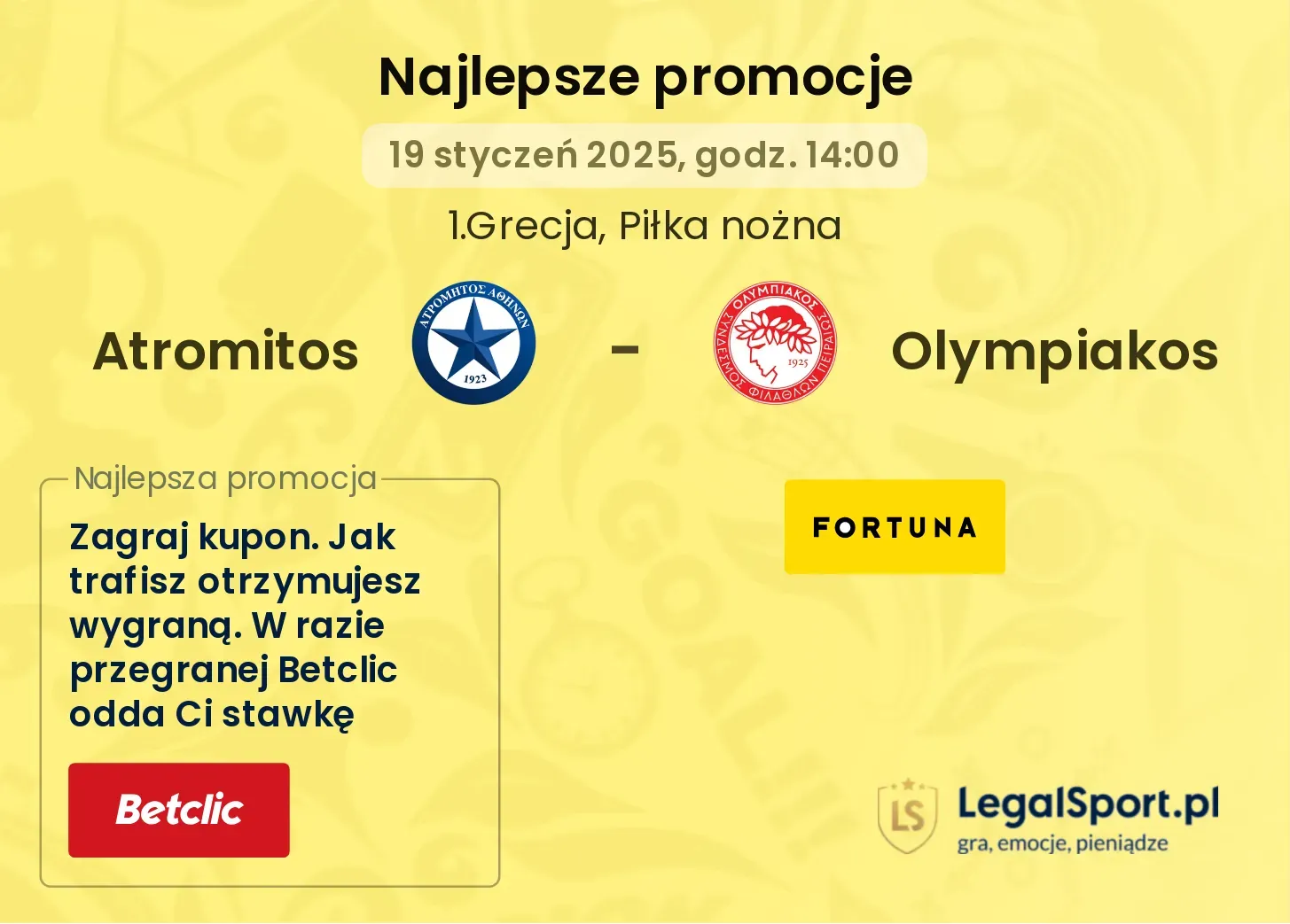Atromitos - Olympiakos promocje bukmacherskie