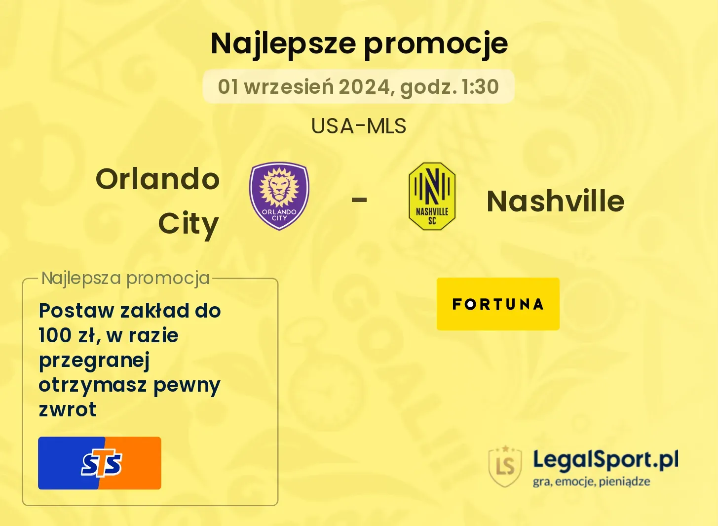 Orlando City - Nashville promocje u bukmacherów 01.09, 01:30