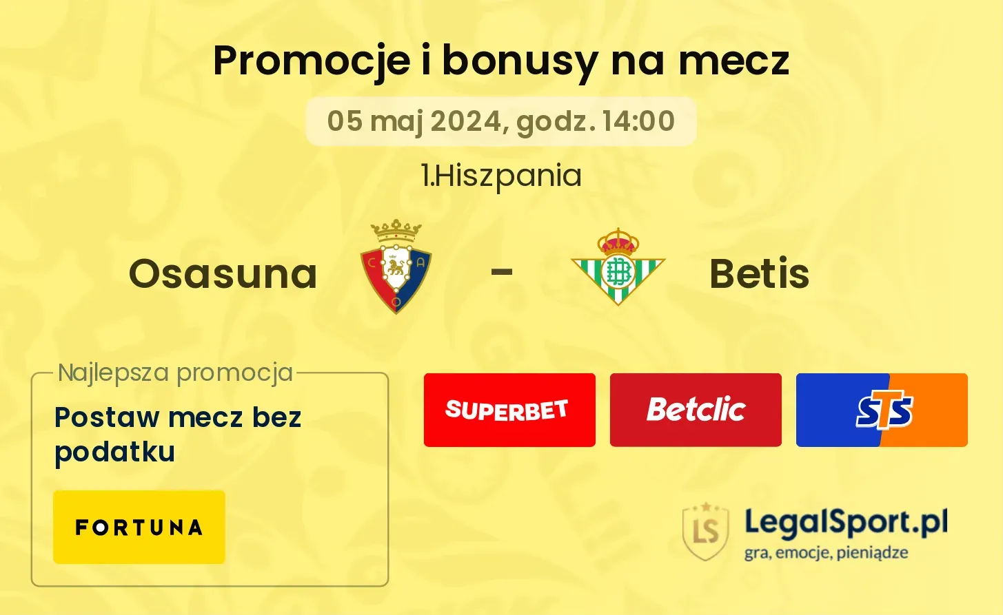 Osasuna - Betis promocje bonusy na mecz