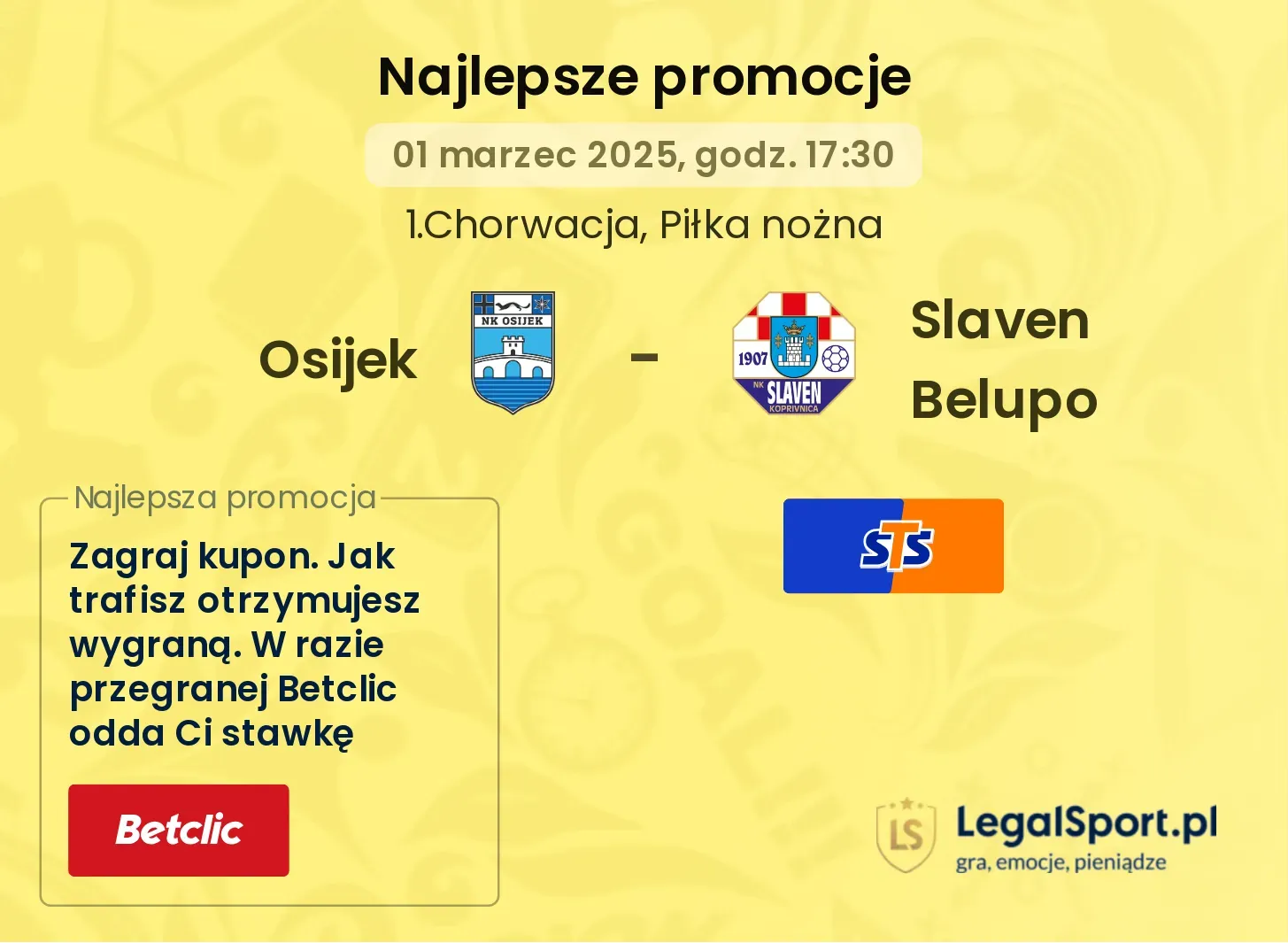 Osijek - Slaven Belupo promocje bukmacherskie