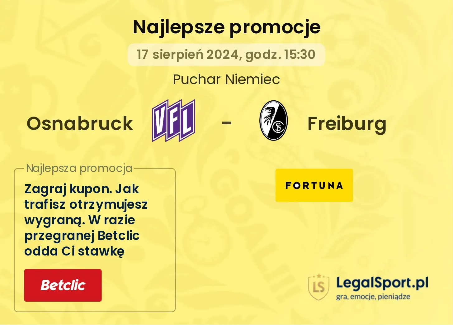 Osnabruck - Freiburg promocje bukmacherskie (17.08, 15:30)