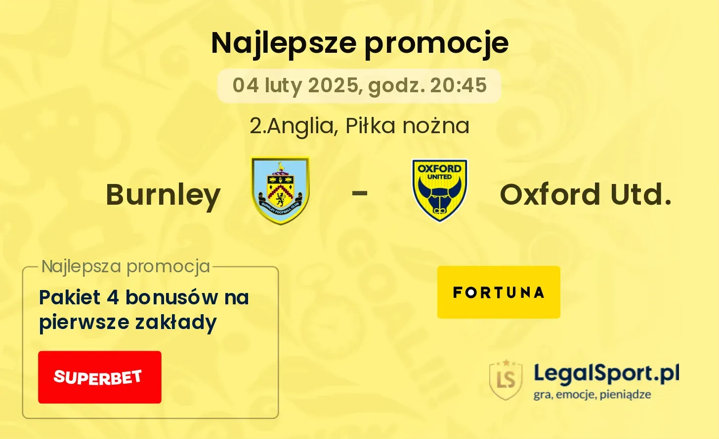 Burnley - Oxford Utd. promocje u bukmacherów