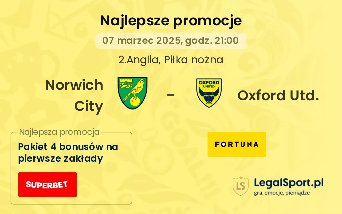 Norwich City - Oxford Utd. promocje u bukmacherów