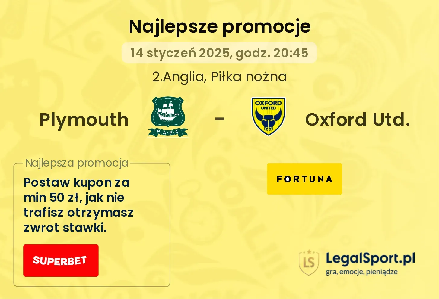 Plymouth - Oxford Utd. promocje u bukmacherów