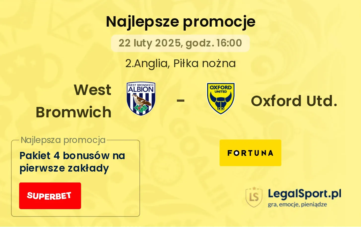 West Bromwich - Oxford Utd. promocje bukmacherskie
