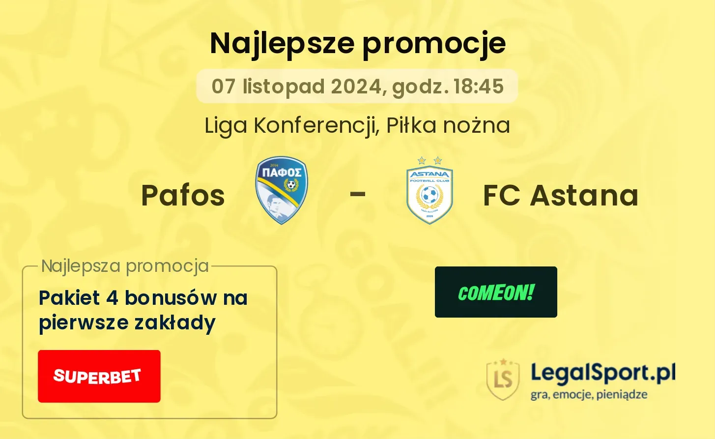 Pafos - FC Astana promocje bukmacherskie 07.11, 18:45