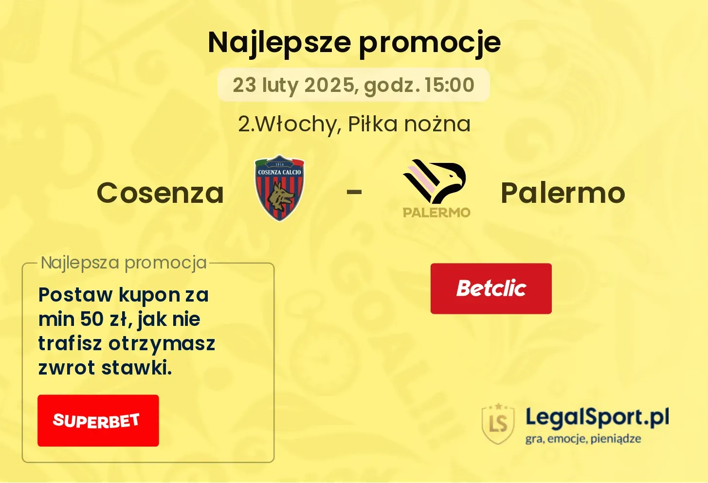 Cosenza - Palermo promocje bukmacherskie