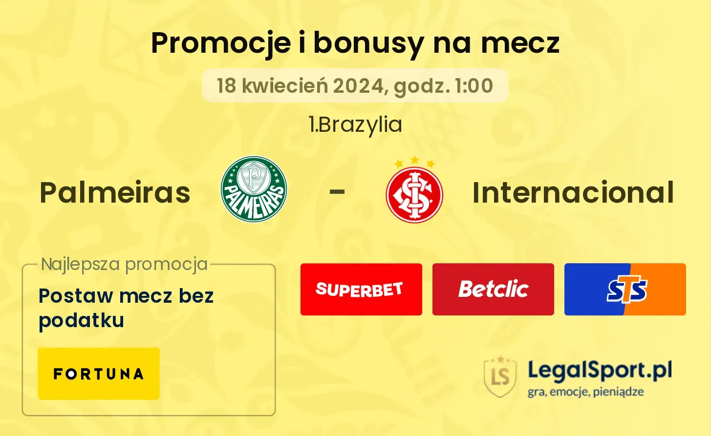 Palmeiras - Internacional promocje bonusy na mecz