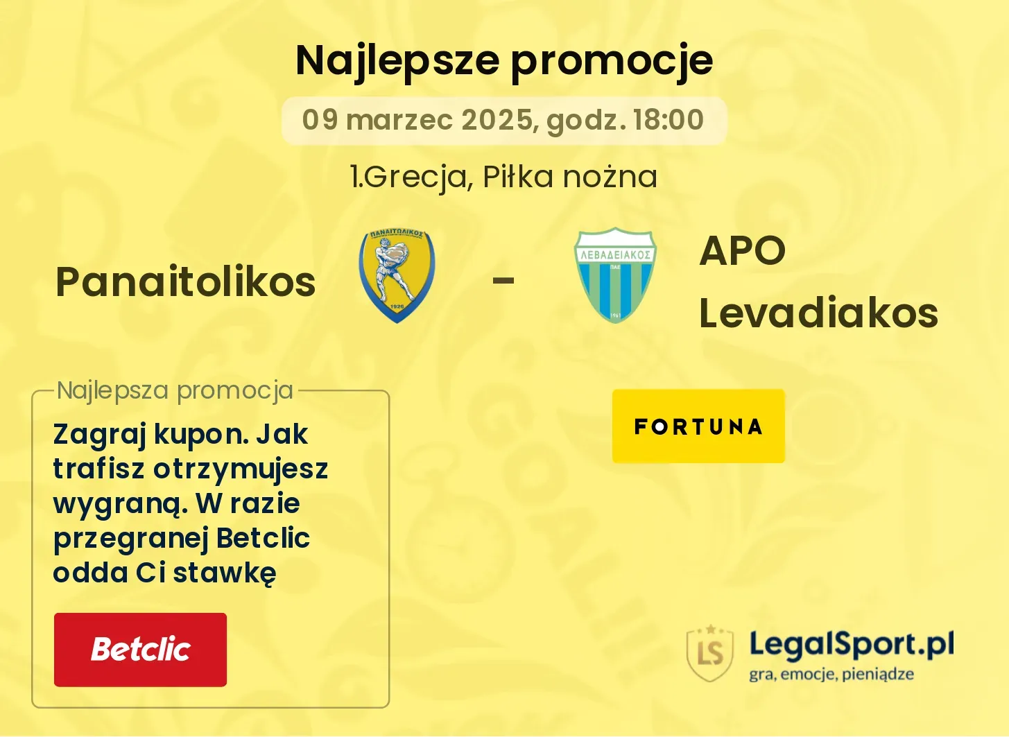 Panaitolikos - APO Levadiakos promocje bukmacherskie
