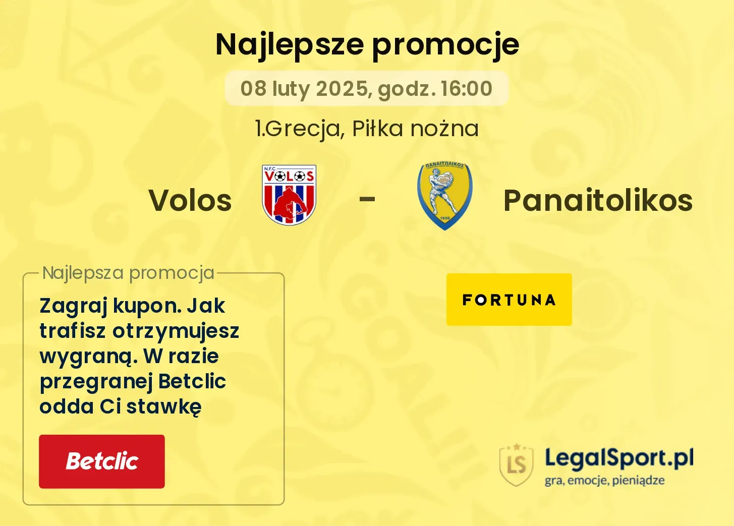 Volos - Panaitolikos promocje u bukmacherów