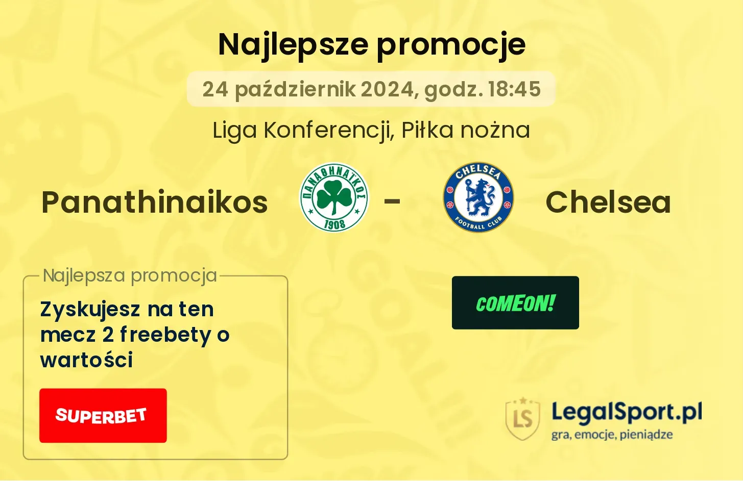 Panathinaikos - Chelsea promocje u bukmacherów 24.10, 18:45