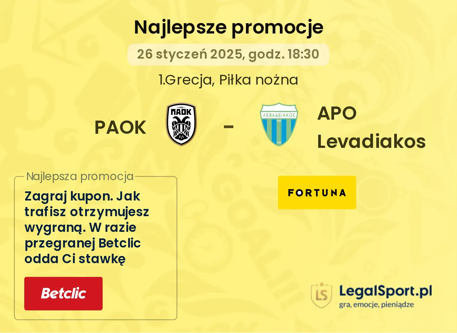 PAOK - APO Levadiakos promocje bukmacherskie