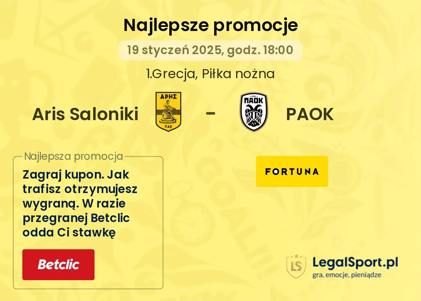 Aris Saloniki - PAOK promocje bukmacherskie