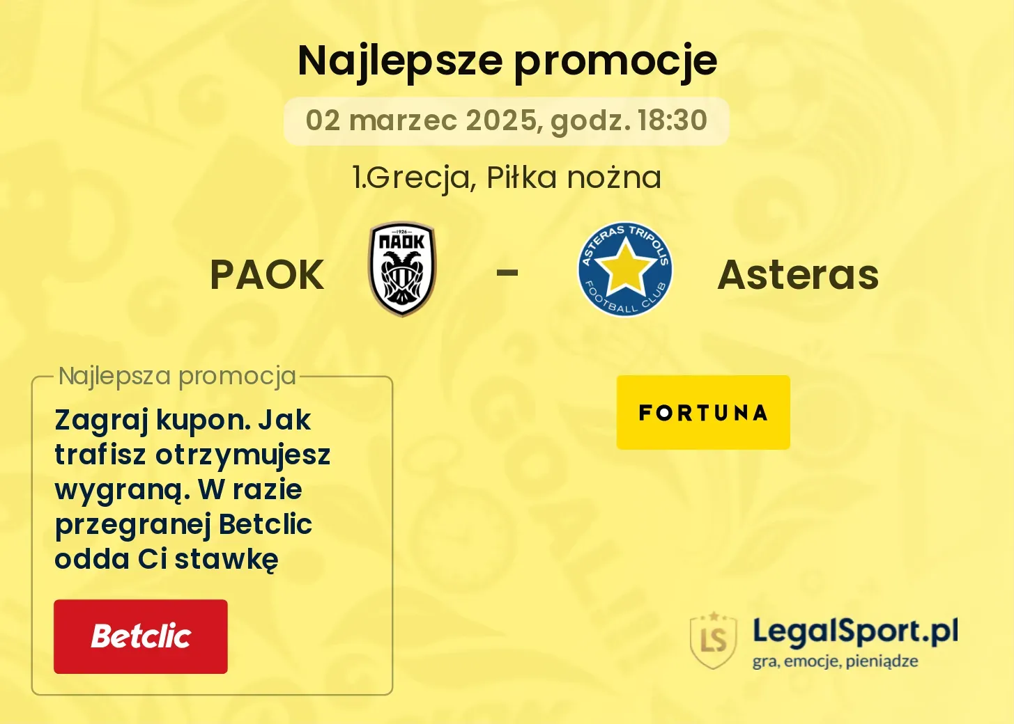 PAOK - Asteras promocje bukmacherskie