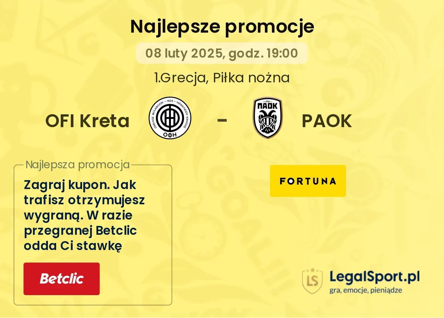 OFI Kreta - PAOK promocje bukmacherskie