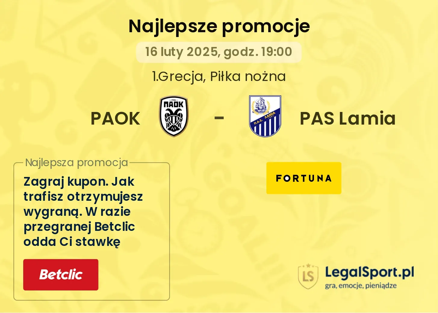 PAOK - PAS Lamia promocje bukmacherskie