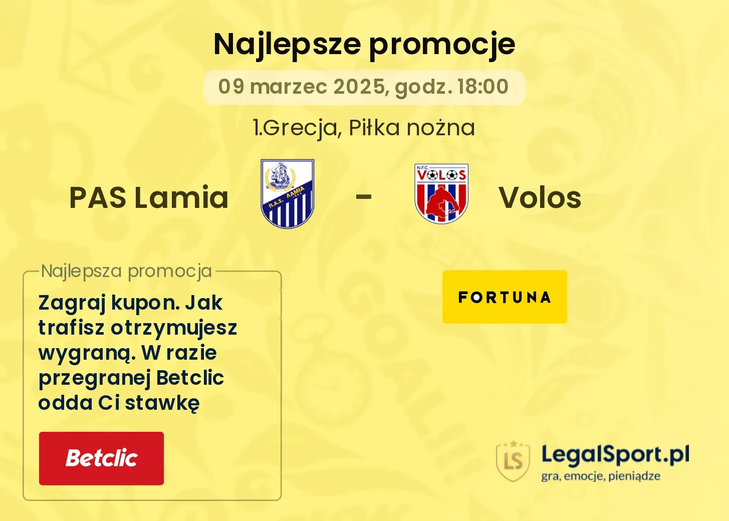 PAS Lamia - Volos promocje u bukmacherów