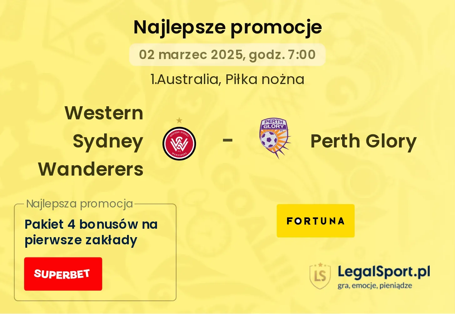 Western Sydney Wanderers - Perth Glory promocje bukmacherskie