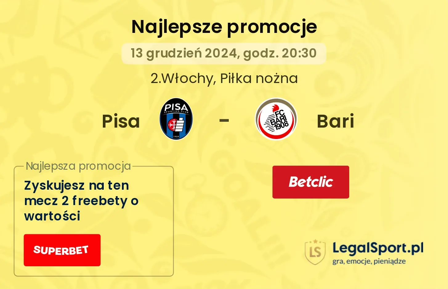 Pisa - Bari promocje bukmacherskie