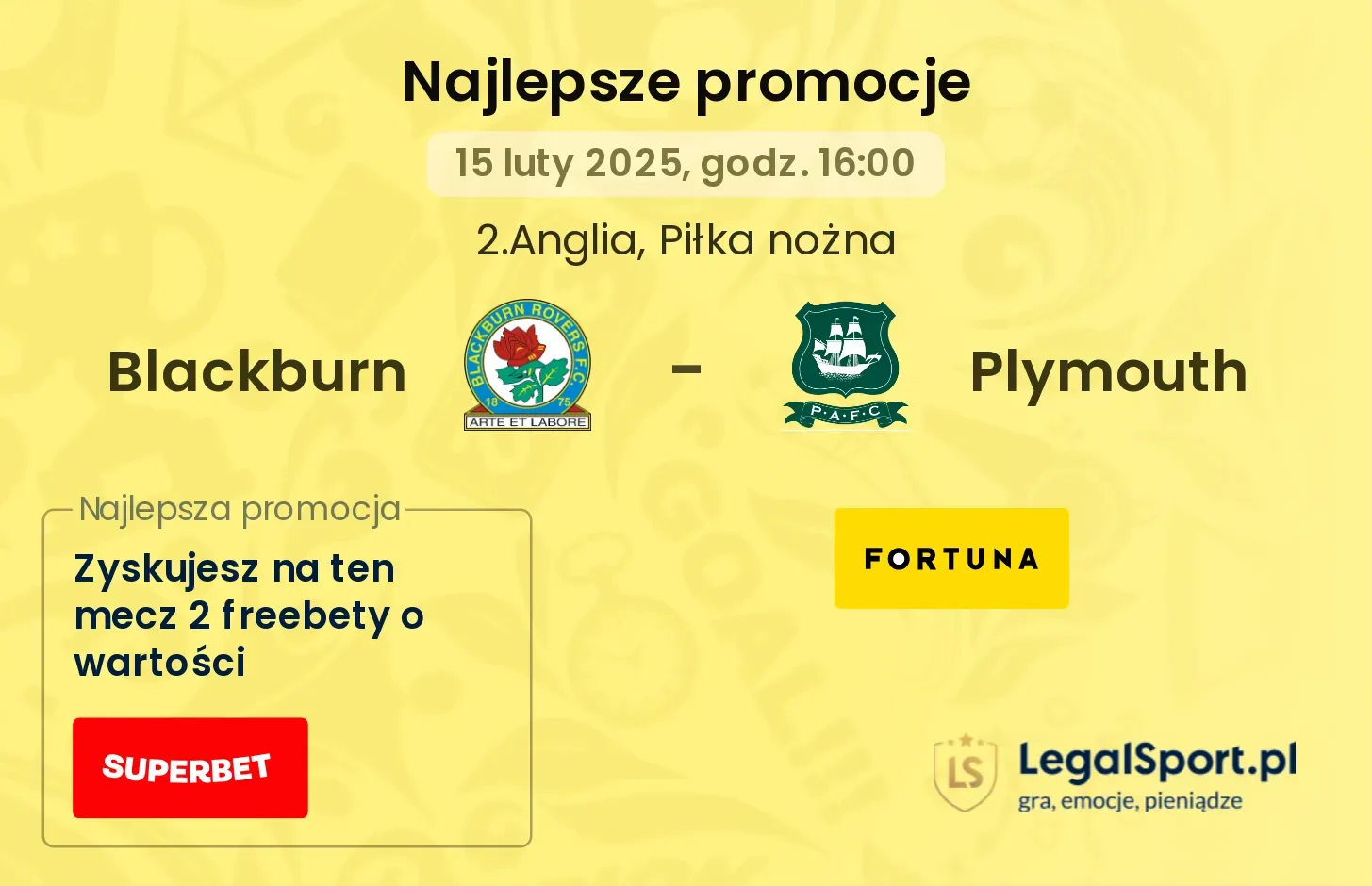 Blackburn - Plymouth promocje u bukmacherów