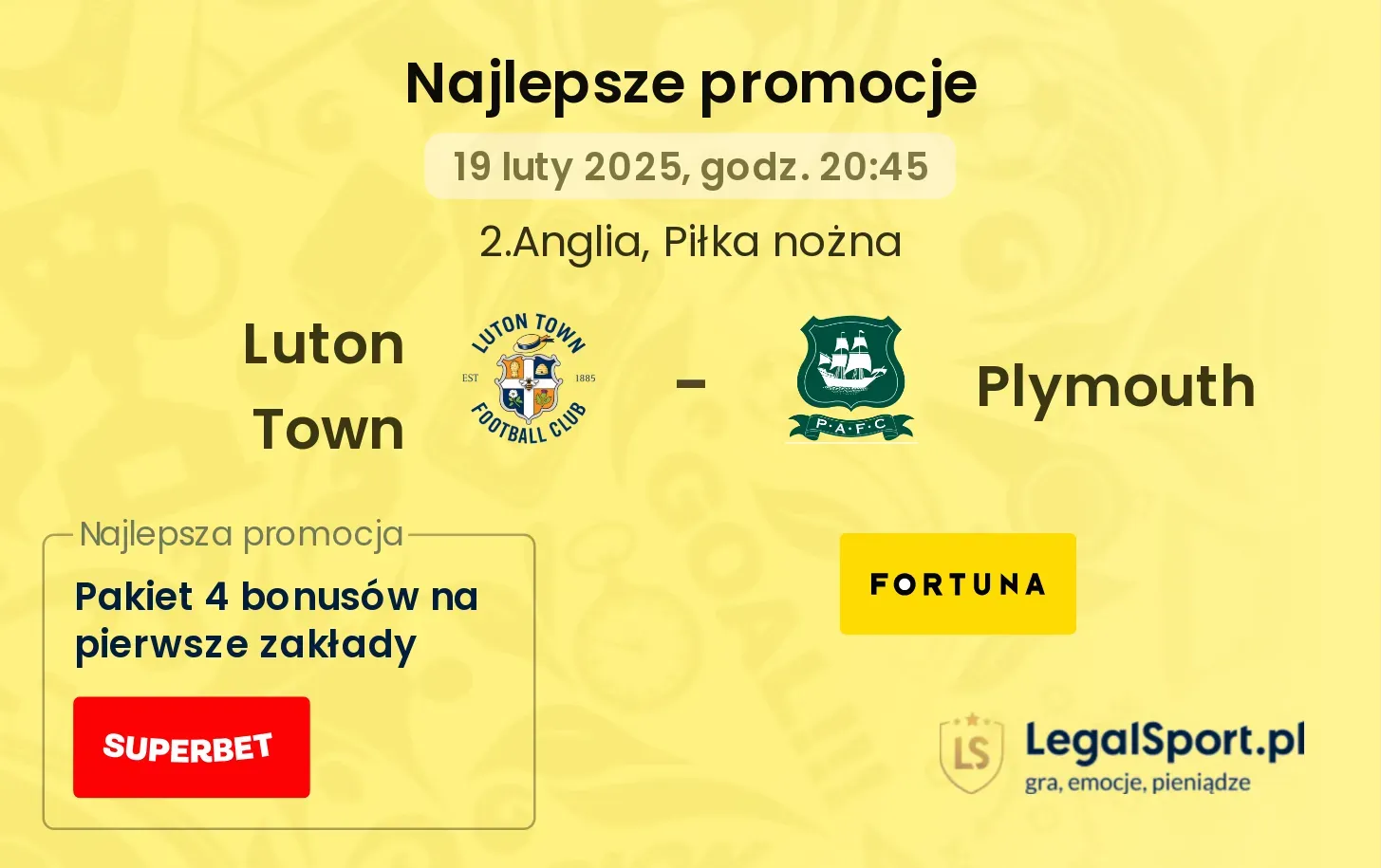 Luton Town - Plymouth promocje u bukmacherów