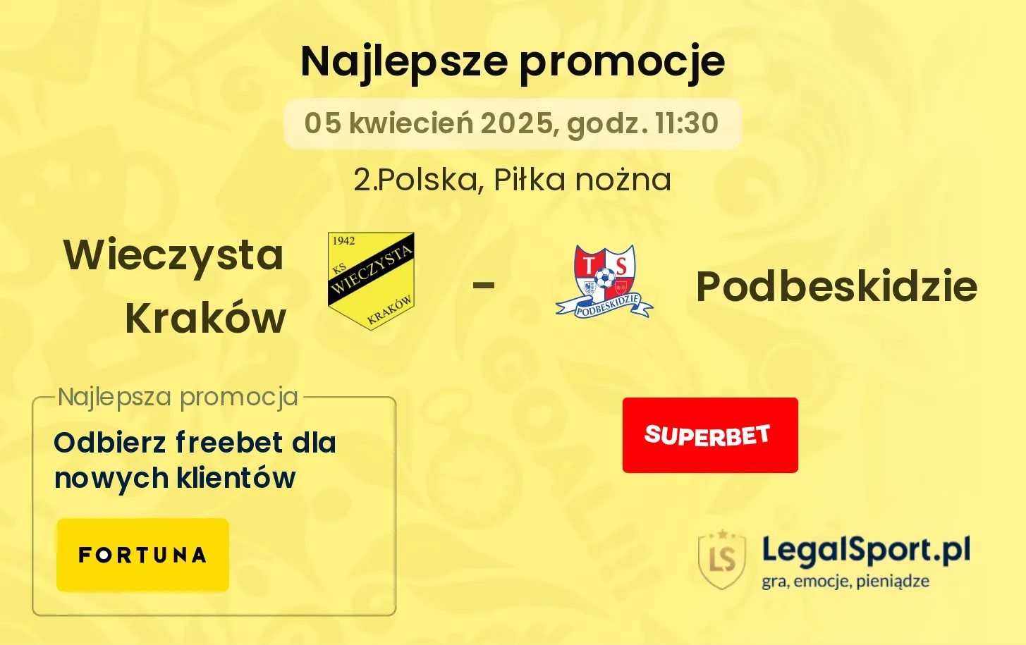 Wieczysta Kraków - Podbeskidzie promocje bukmacherskie